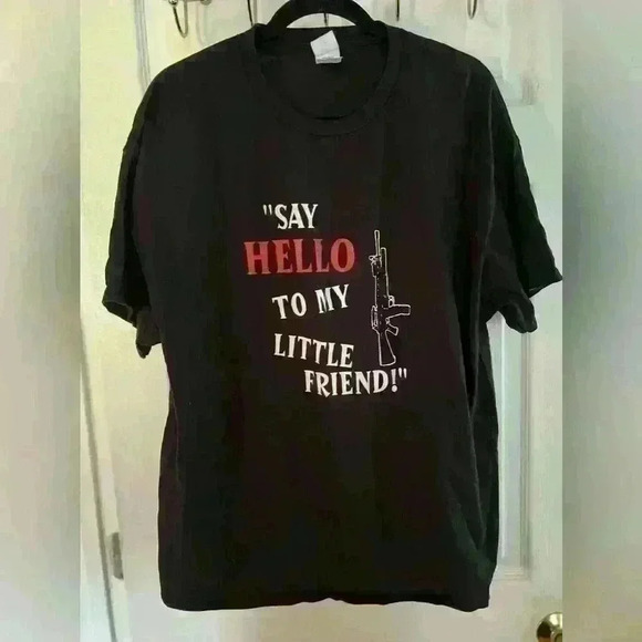 hanes authentic Gun Therapy T-shirt Men’s XL Say Hello To My Little Friend - Picture 1 of 5